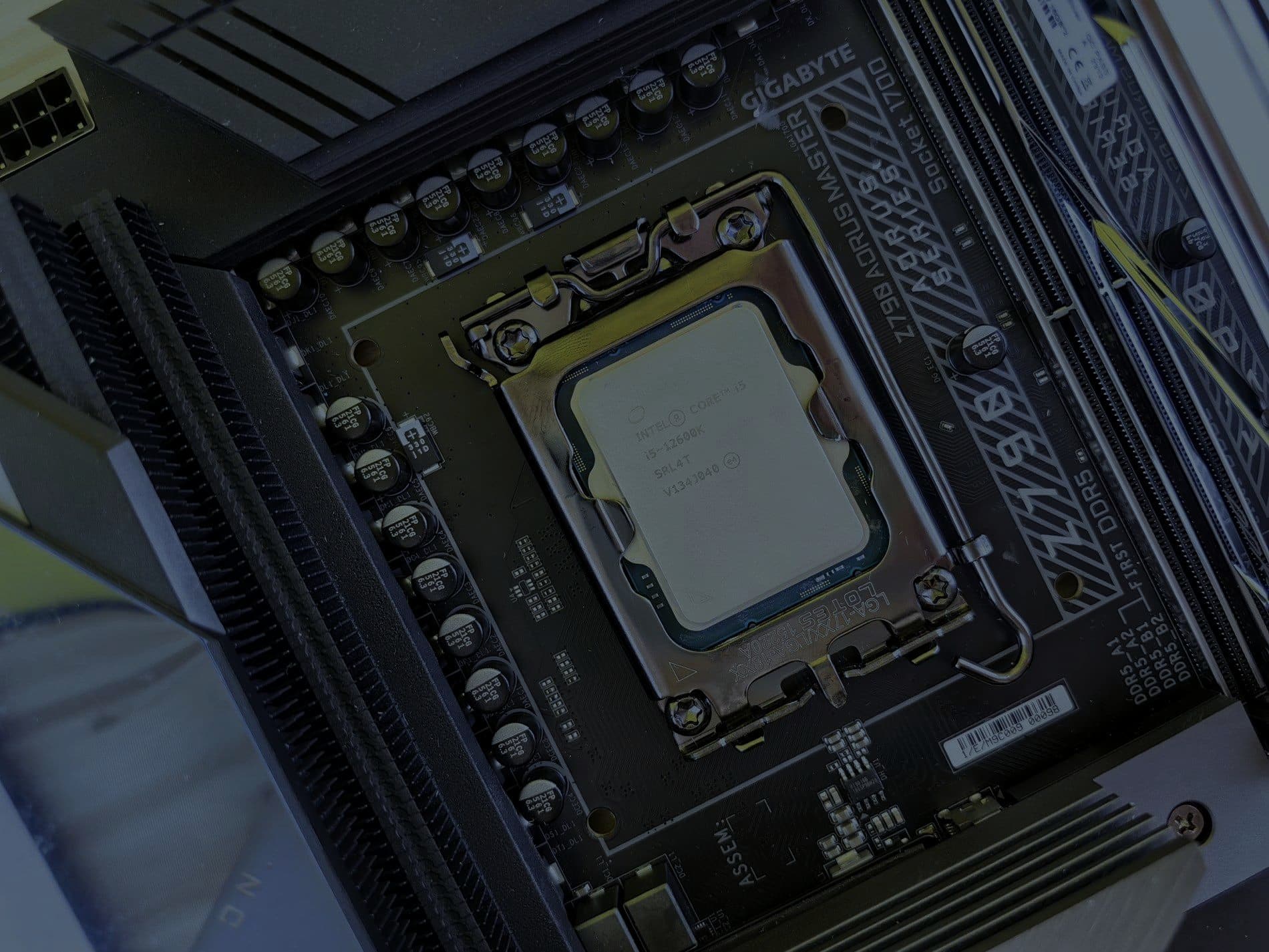 A processor seated on a computer motherboard